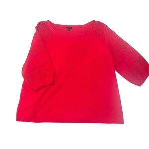 Talbots Plus Women’s Size 3X Red Top Eyelet 3/4 Sleeve Boatneck *see Description